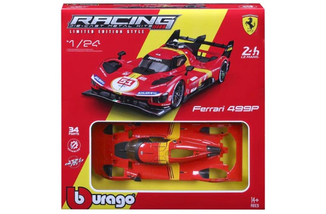 Burago 1/24 26582 Ferrari 499P #51 Calado/Giovinazzi/Pier Guidi Winner 24H Le Mans 2023 Kit