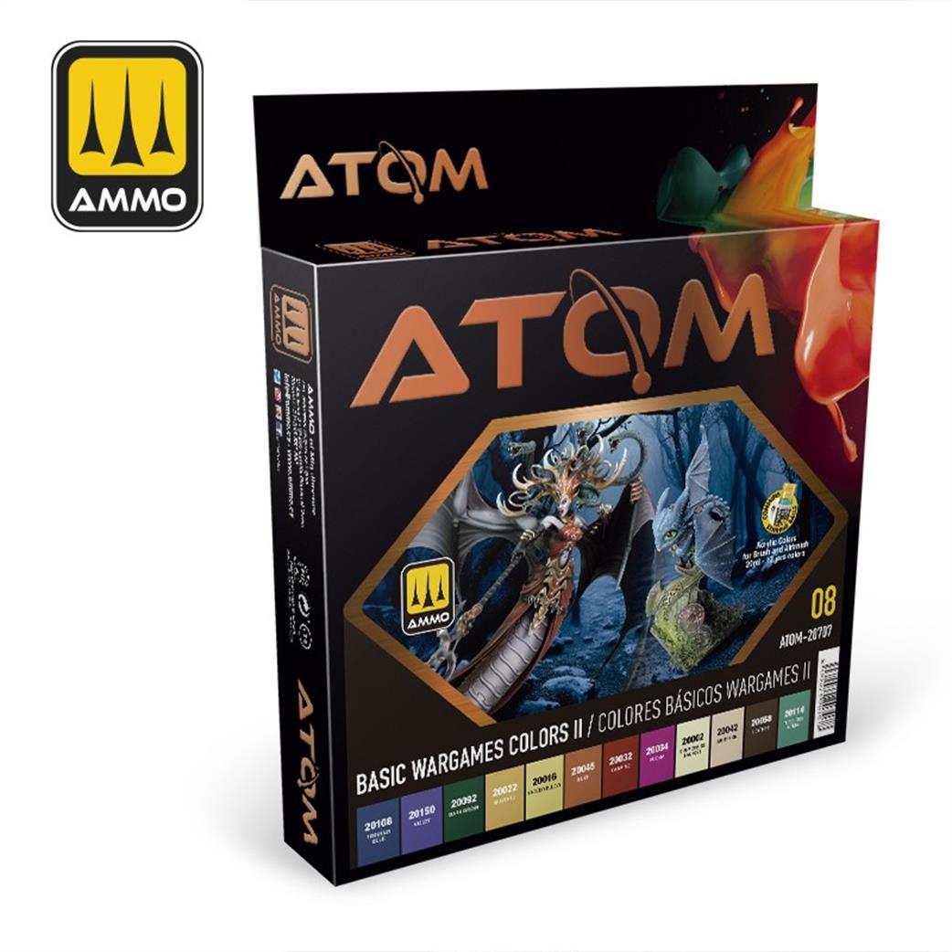 Ammo of Mig Jimenez  ATOM-20707 Atom Basic Wargame Colours II Acrylic Paint Set