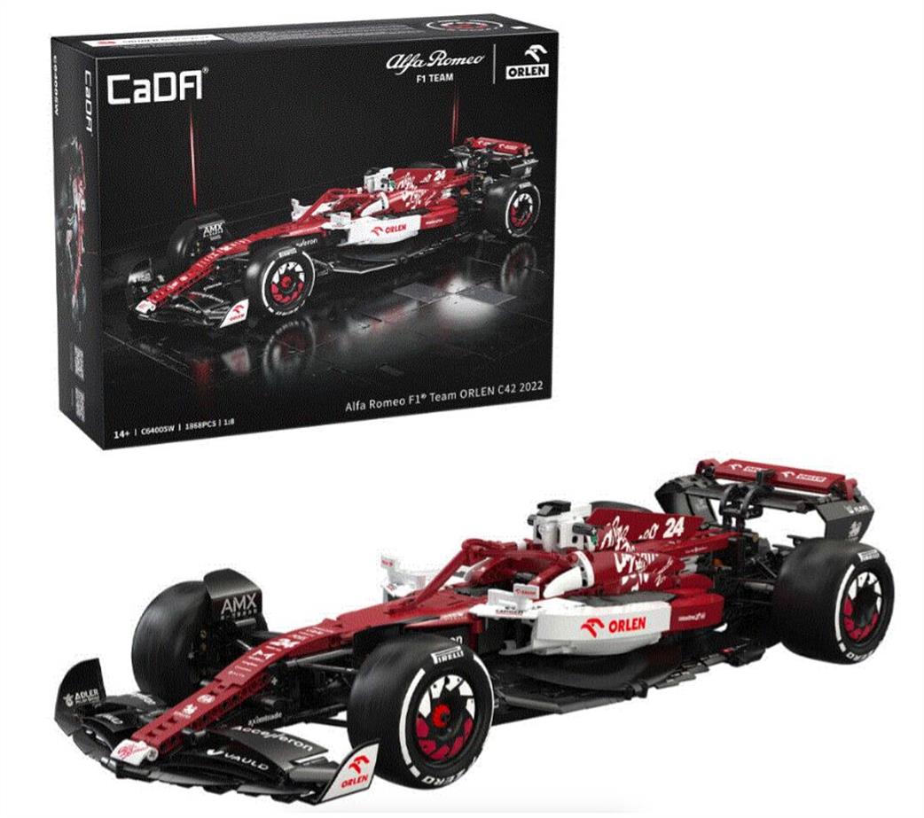 CaDa 1/8th C64005W Alfa Romeo F1 ORLEN C42 Car 1:8 Brick Model 1868pcs