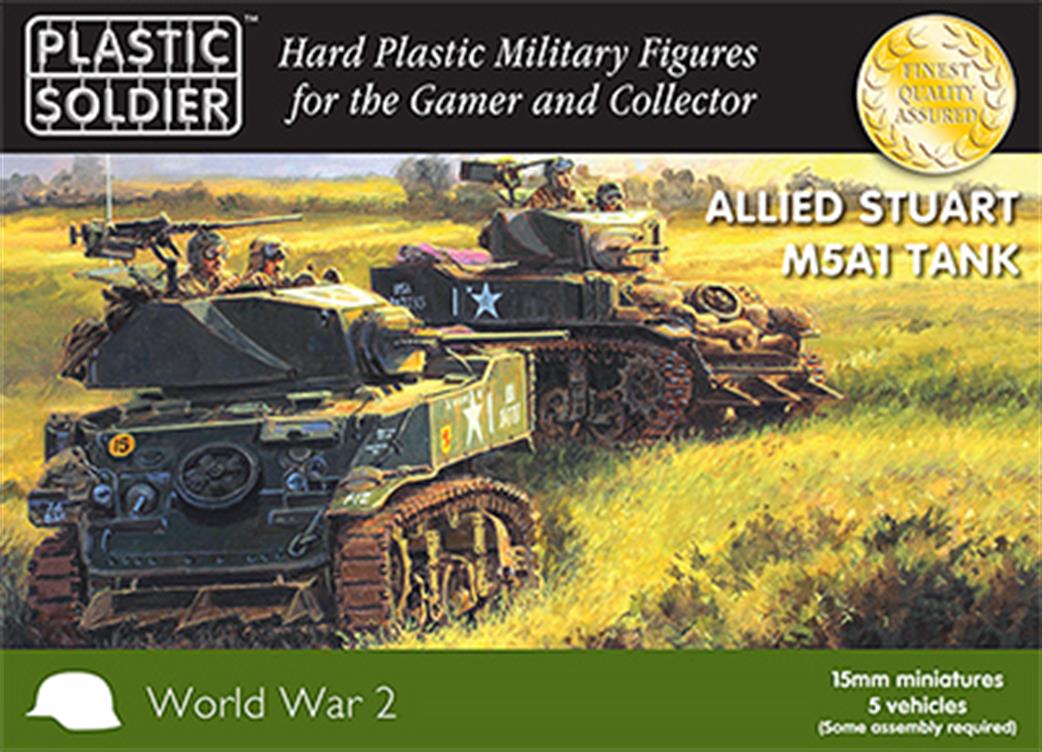 Plastic Soldier 15mm  WW2V15021 WW2 Allied M5A1 Stuart Tank