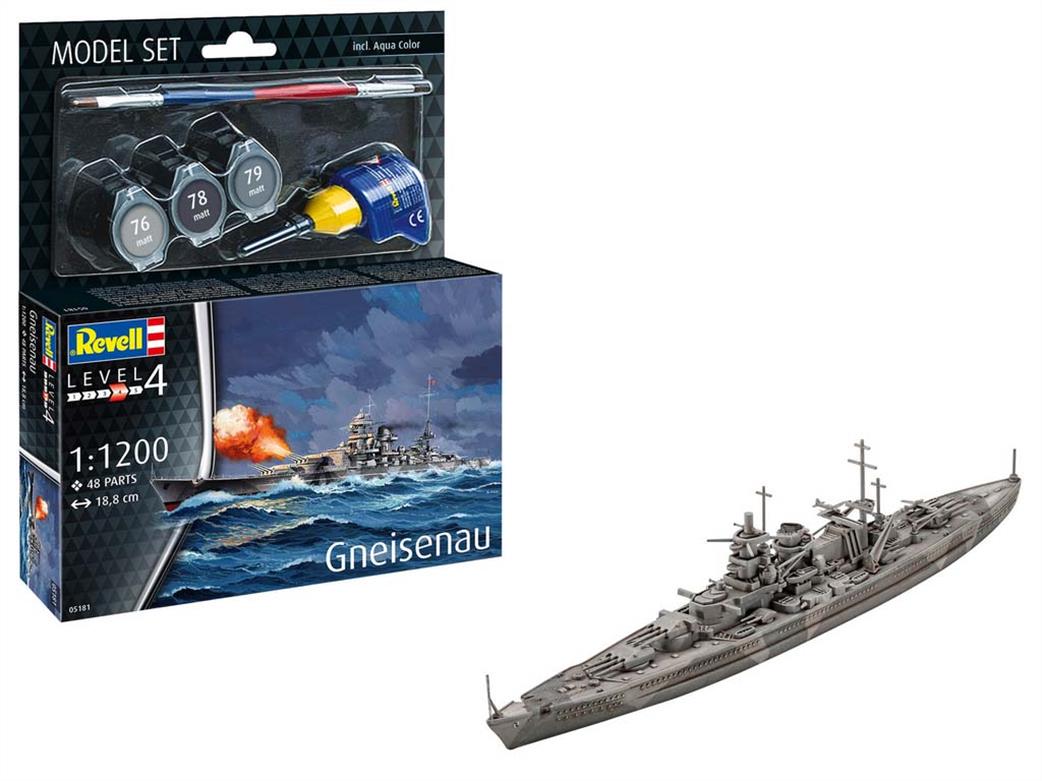 Revell 1/1200 65181 German Battlecruiser Gneisenau Starter Kit