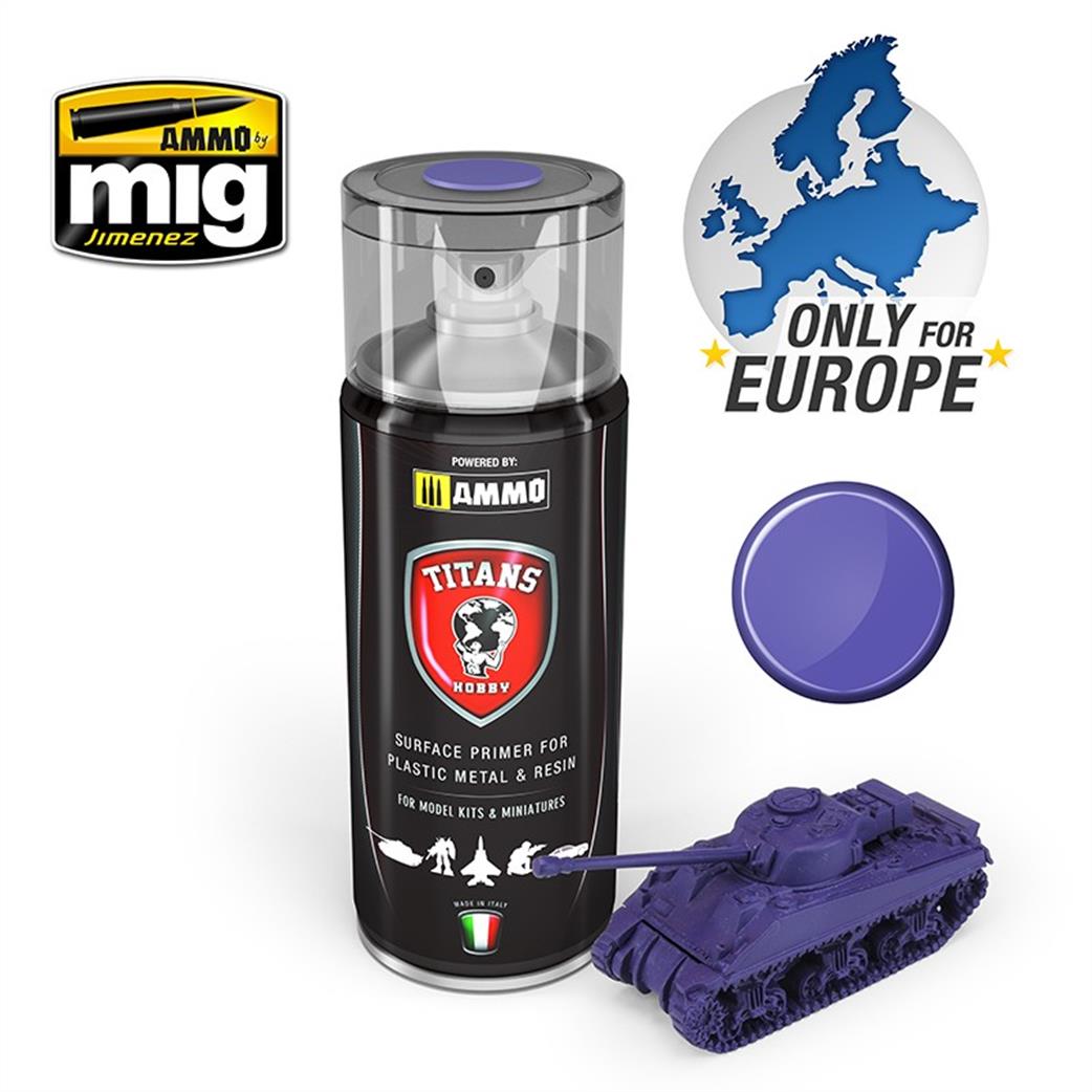 Ammo of Mig Jimenez  TTH107 Titans Hobby Magic Purple Matt Primer 400ml Spray Can