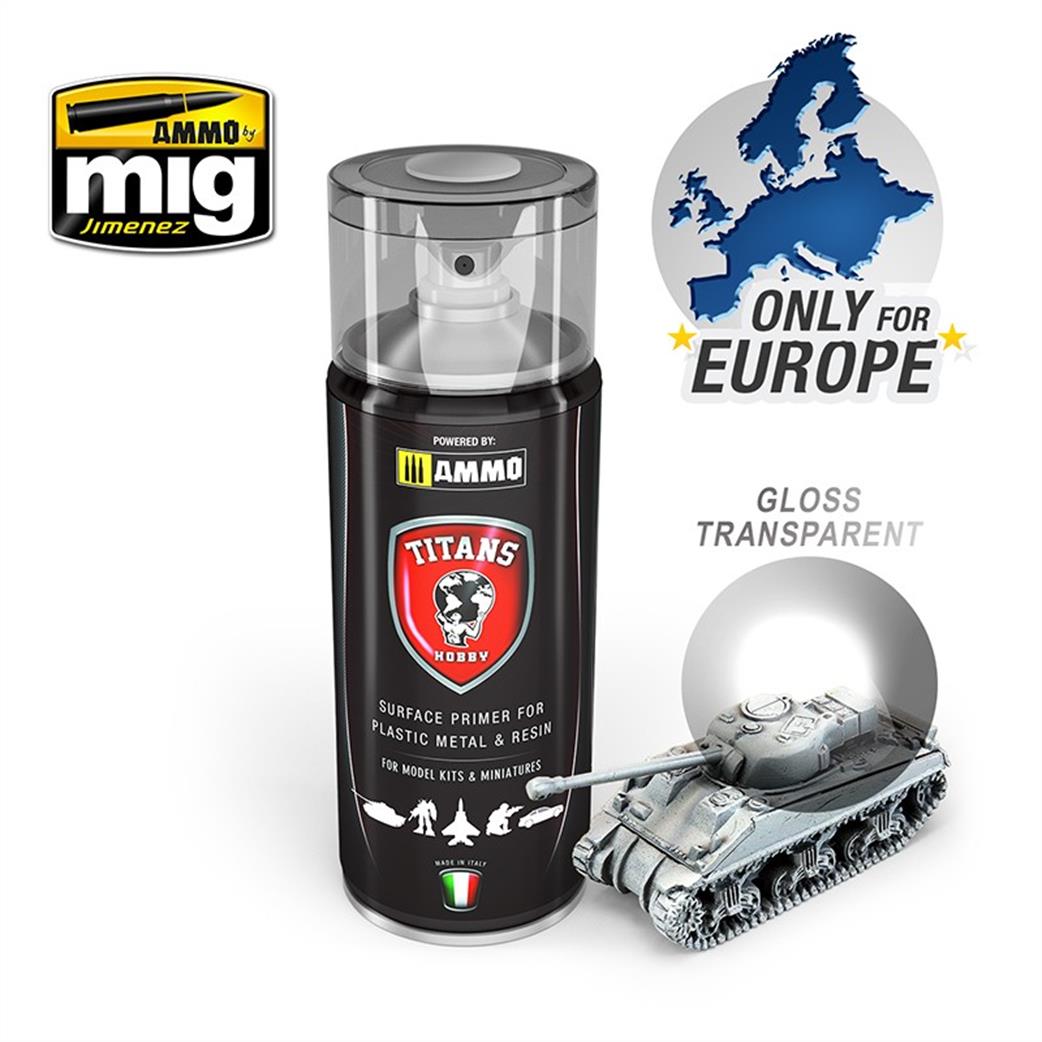 Ammo of Mig Jimenez  TTH114 Titans Hobby Gloss Varnish 400ml Spray Can