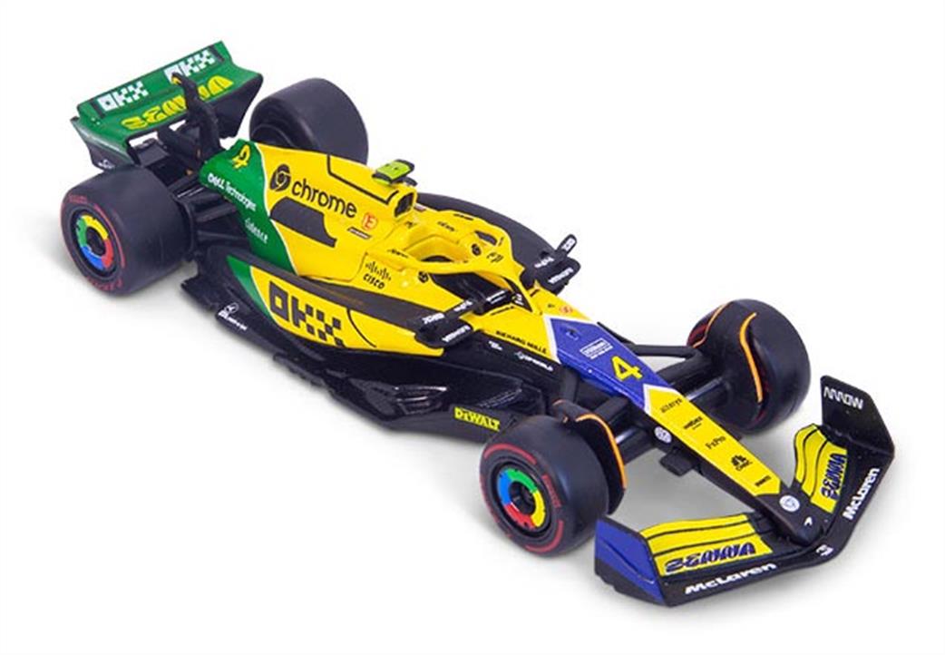 Burago 1/43 B18-38214NS McLaren F1 2024 MCL 38 Monaco Senna Livery #4 Lando Norris Model