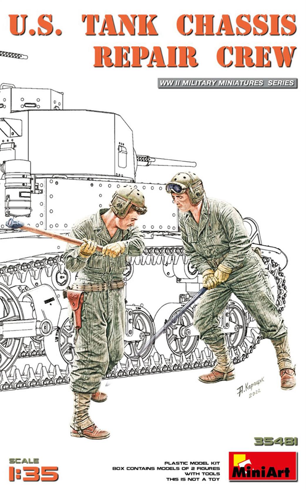 MiniArt 1/35 35481 U.S Tank Chassis Repair Crew 2 Figures To Assemble And Paint