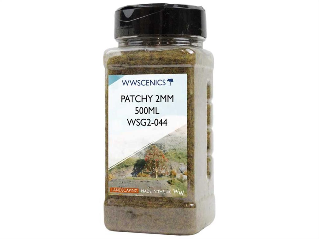 WWScenics  WSG2-044 2mm Patchy Static Grass 500ml Bottle