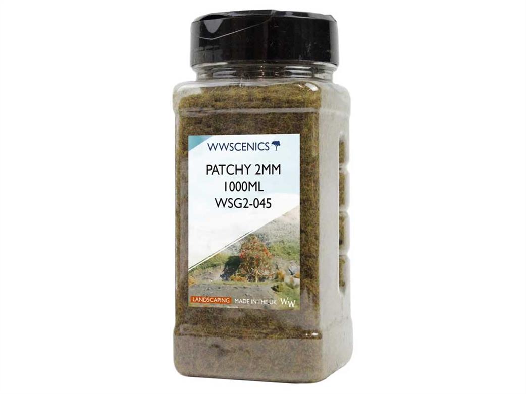 WWScenics  WSG2-045 2mm Patchy Static Grass 1000ml Bottle