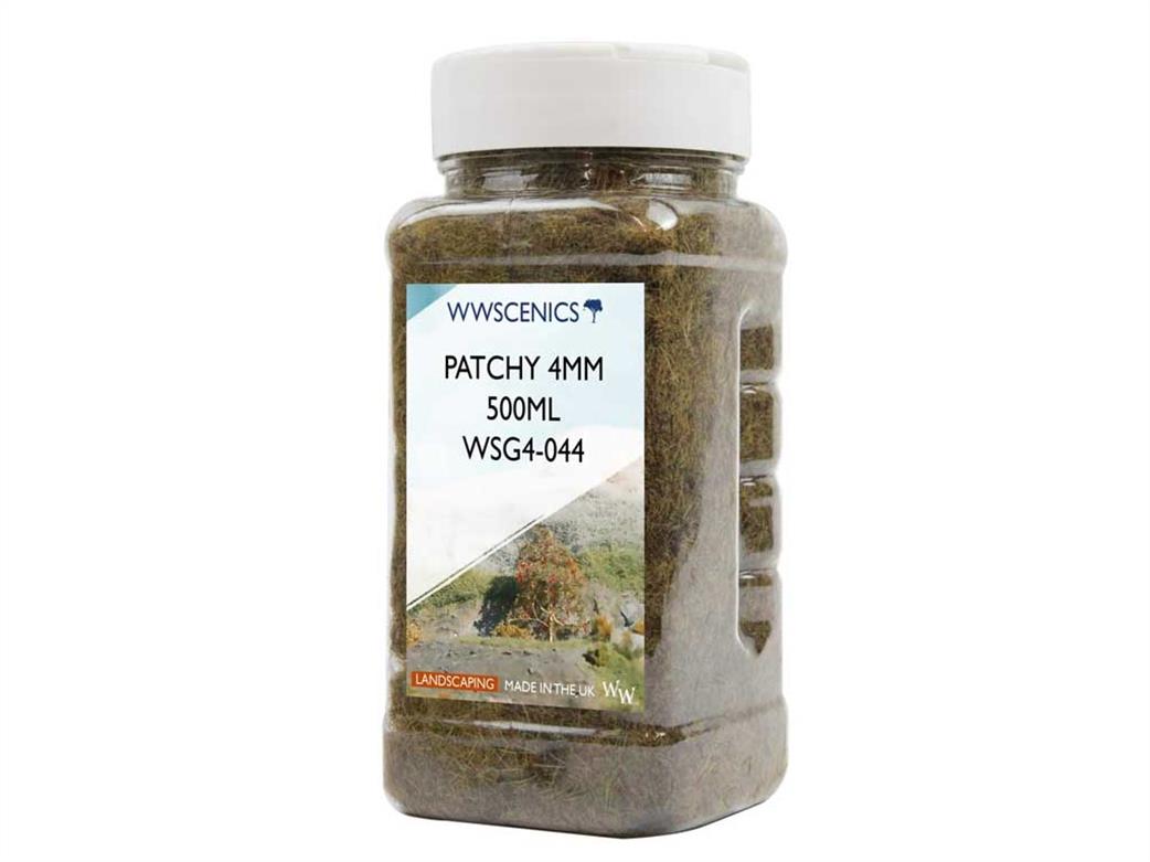 WWScenics  WSG4-044 4mm Patchy Static Grass 500ml Bottle