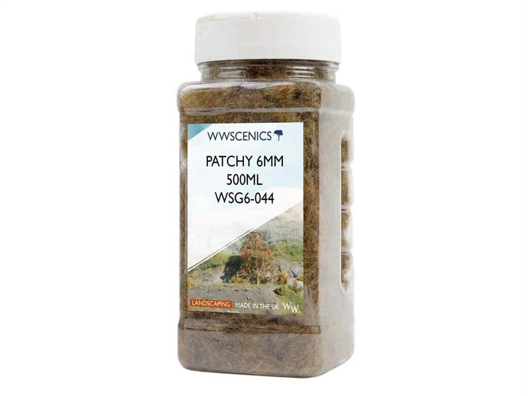 WWScenics  WSG6-044 6mm Patchy Static Grass 500ml Bottle