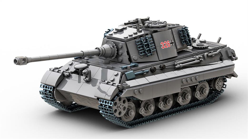 Build Army  B0182 King Tiger (Tiger ll) Grey Block Construction Tank Model