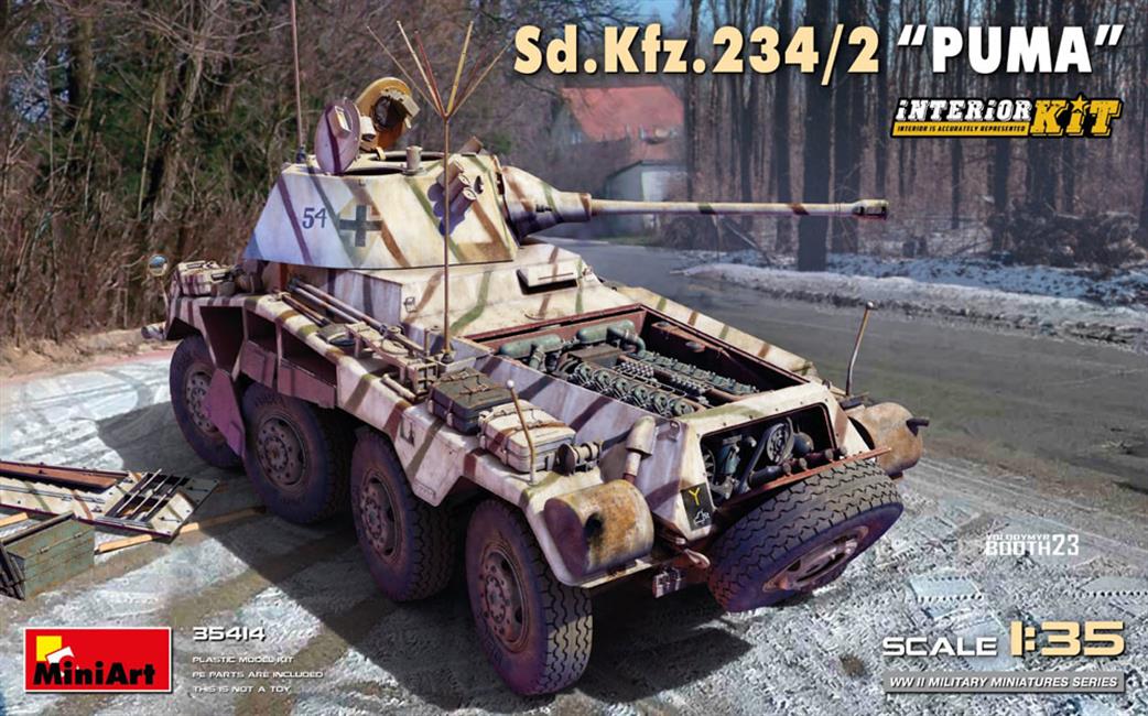 MiniArt 1/35 35414 German WW2 Sd.Kfz. 234/2 Puma Armoured Car Kit With Interior