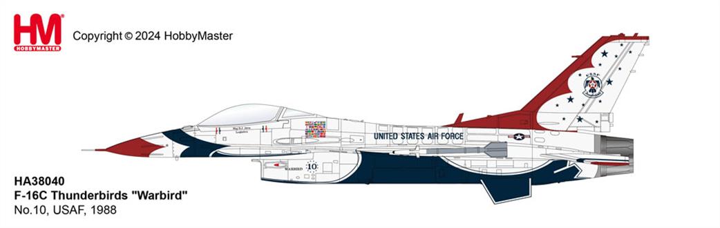 Hobby Master 1/72 HA38044 Lockheed F-16C Thunderbirds Warbird No.10, USAF, 1988