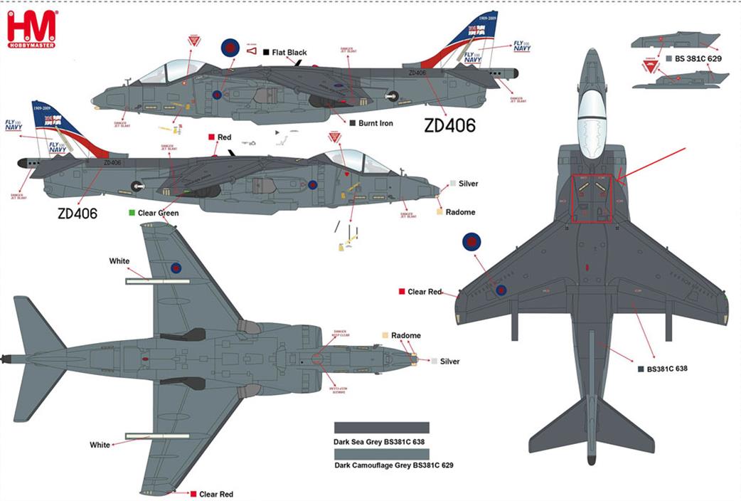 Hobby Master 1/72 HA2652 Harrier GR9  ZD406 Royal Navy Strike Wing RAF Cottesmore 2009