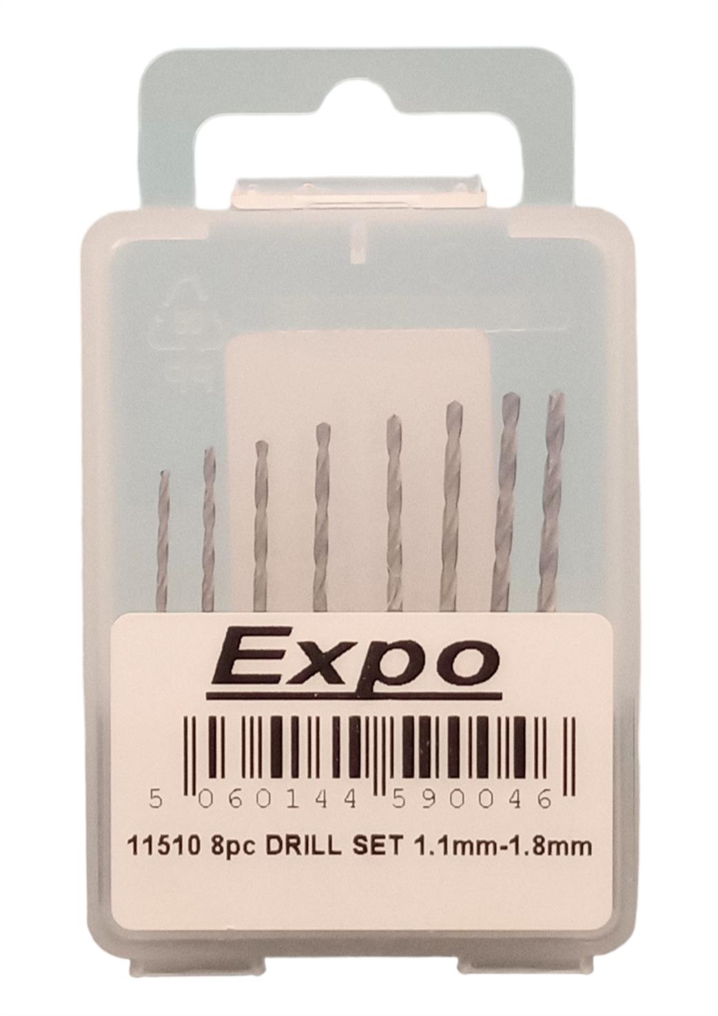 Expo 11510 HSS Drill Bit Set 8pc 1.1mm - 1.8mm