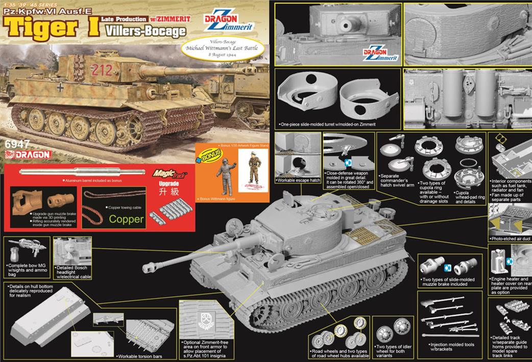 Dragon Models 1/35 6947 Tiger 1 Late Production Tank  Kit