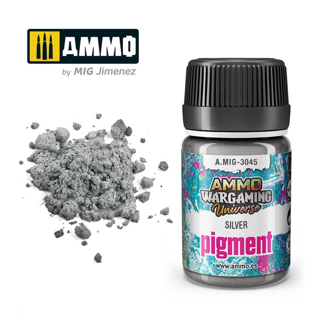 Ammo of Mig Jimenez  A.MIG-3045 Silver Weathering Pigment 35ml Jar