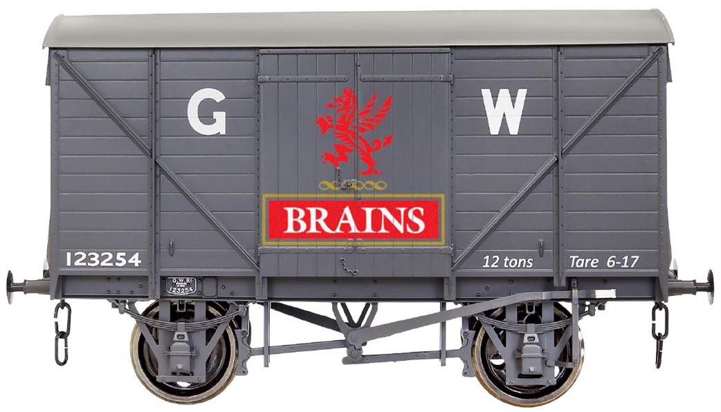 Dapol O Gauge 7F-066-006 Great Western Standard 12T Van Grey Brains SA