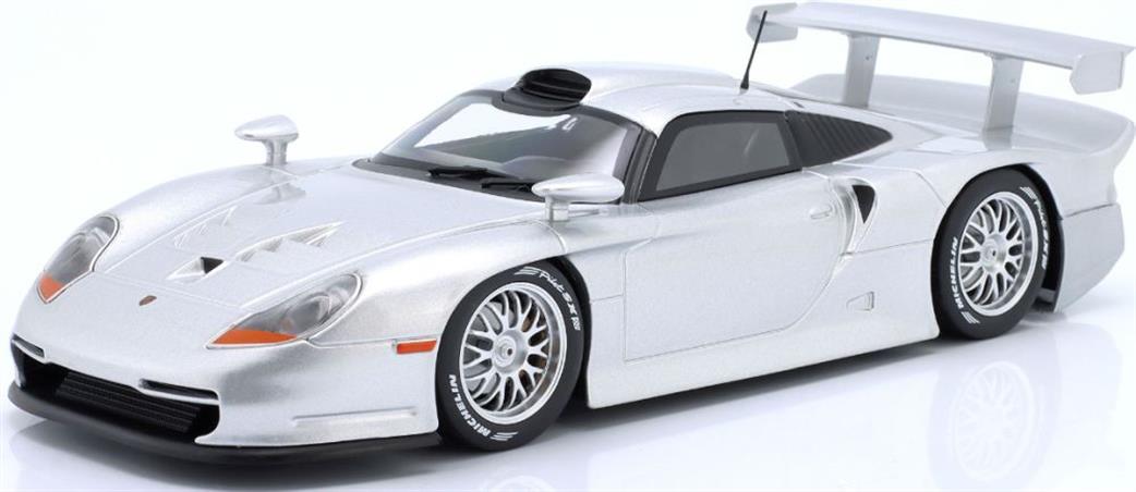 IXO 1/18 W18012005 Porsche 911 GT1 Street Version 1997 Silver Diecast Model