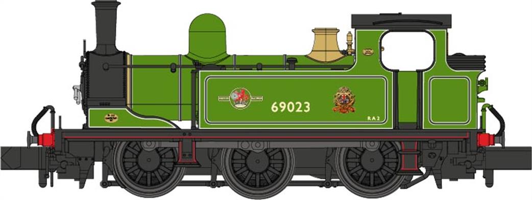 Dapol N 2S-072-008 J72 69023 BR Lined Apple Green (Preserved) NER & Late Crest