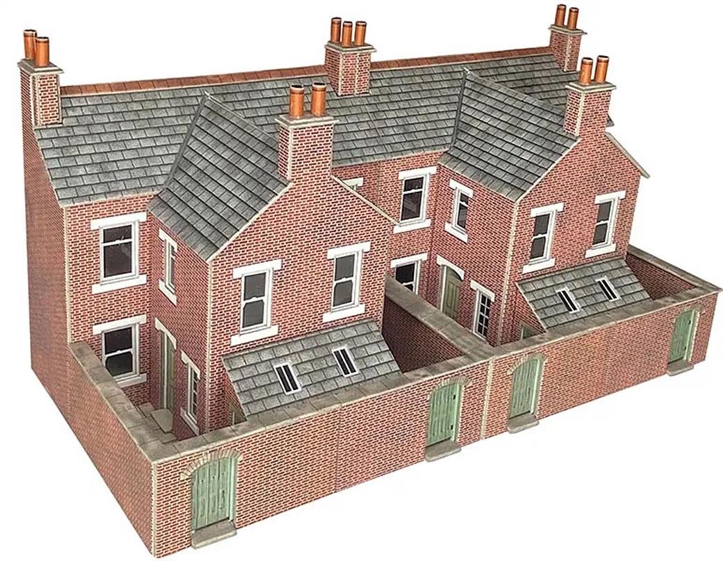 Metcalfe OO PO304 Low Relief Terraced House Backs Brick Card Kit