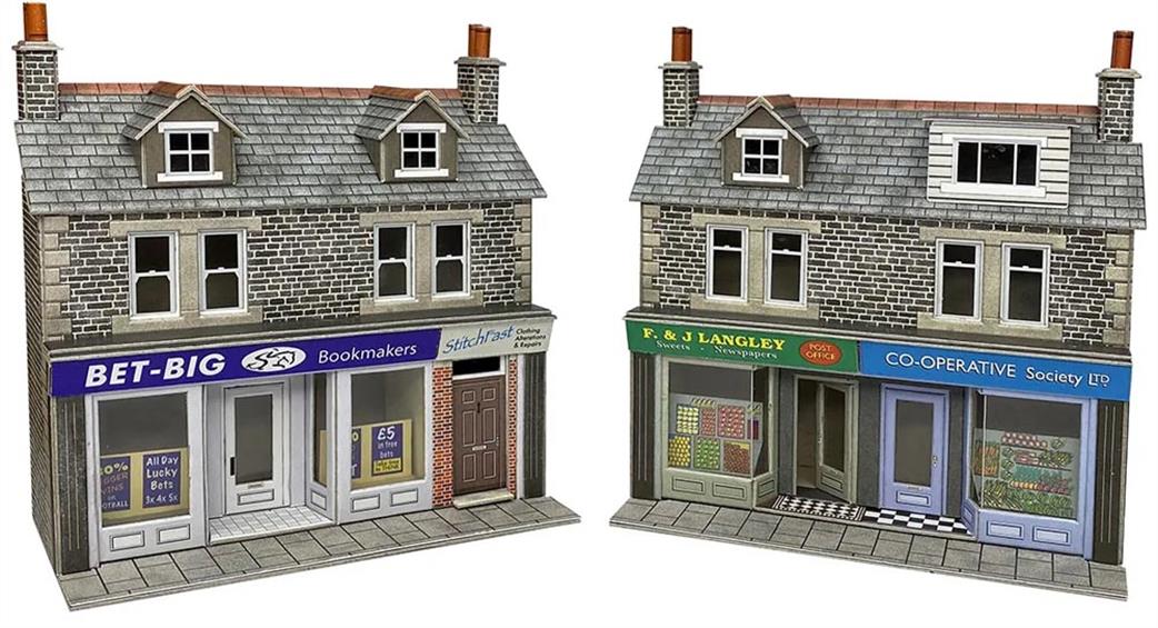 Metcalfe OO PO307 Low Relief Shop Fronts Stone Card Kit