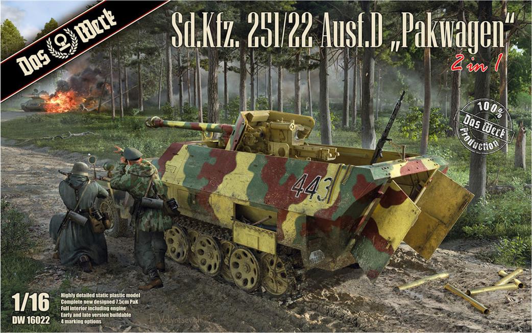 Das Werk 1/16 DW16022 German SdKfz 251/22 Ausf D Pakwagen WW2 German Halftrack Plastic Kit