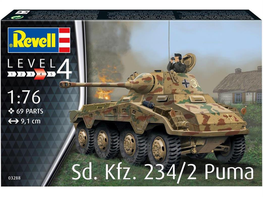 Revell 1/76 63288 German WW2 Sd Kfz 234/2 Puma Armoured Car Kit Gift Set