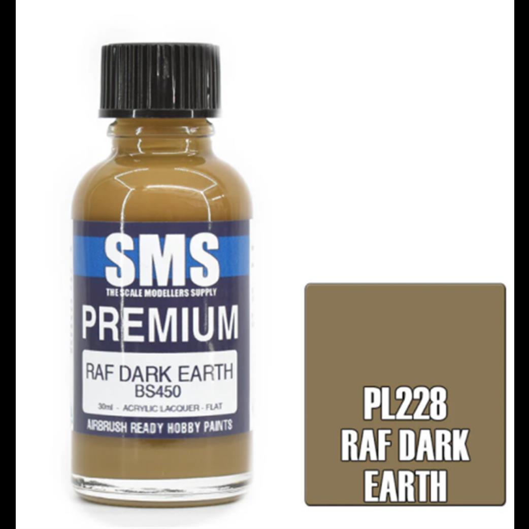 SMS Premium Lacquers  PL228 RAF Dark Earth BS450 Airbrush Ready Acrylic Lacquer 30ml