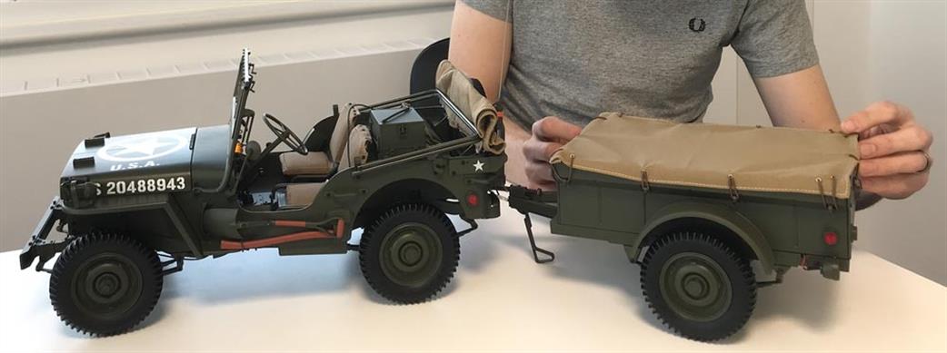 IXO 1/8 IXCJPWFK Willys Jeep with trailer and acc Large Scale Diecast Kit