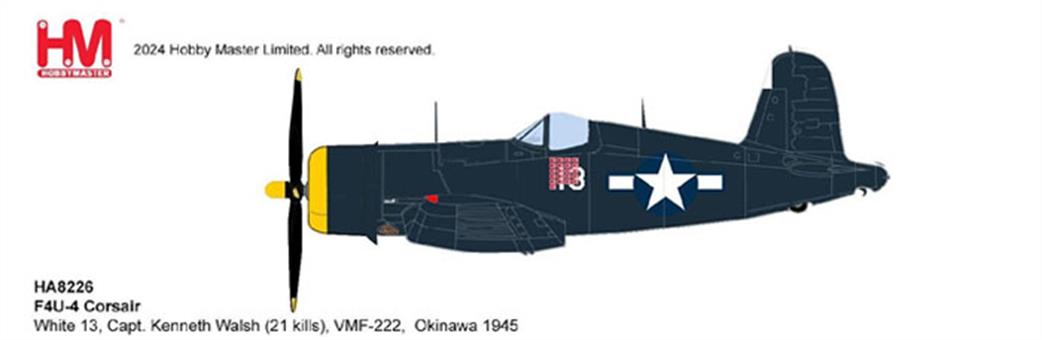 Hobby Master 1/48 HA8226 F4U-4 Corsair White 13 Capt Kenneth Walsh Okinawa