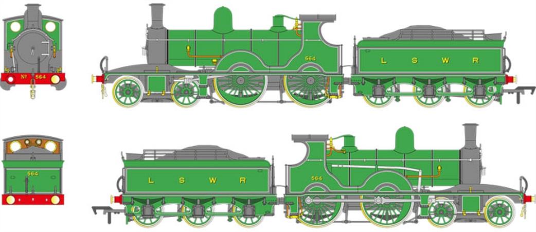 EFE Rail OO E85023 LSWR Adam T3 4-4-0 564 LSWR Urie Green
