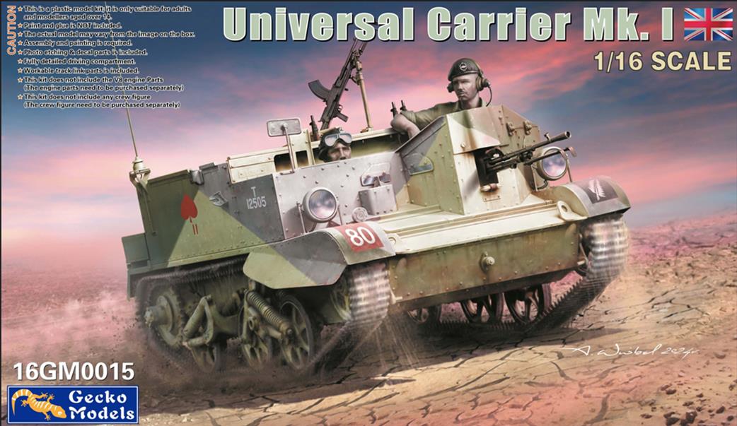 Gecko Models 1/16 16GM0015 Universal Carrier MK I Bren Gun Carrier Kit