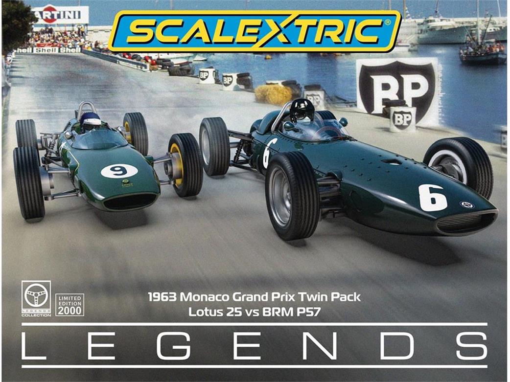 Scalextric 1/32 C4580A 1963 Monaco Carlo Grand Prix Slot Car Model Twin Pack