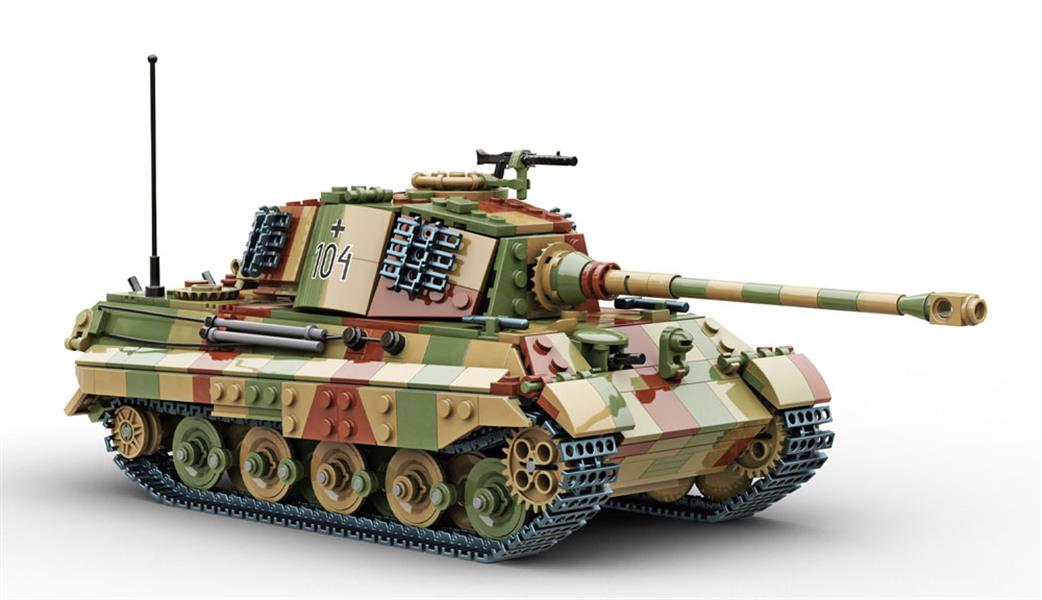 Build Army  BA0182C King Tiger (Tiger ll) Camo Block Construction Tank Model