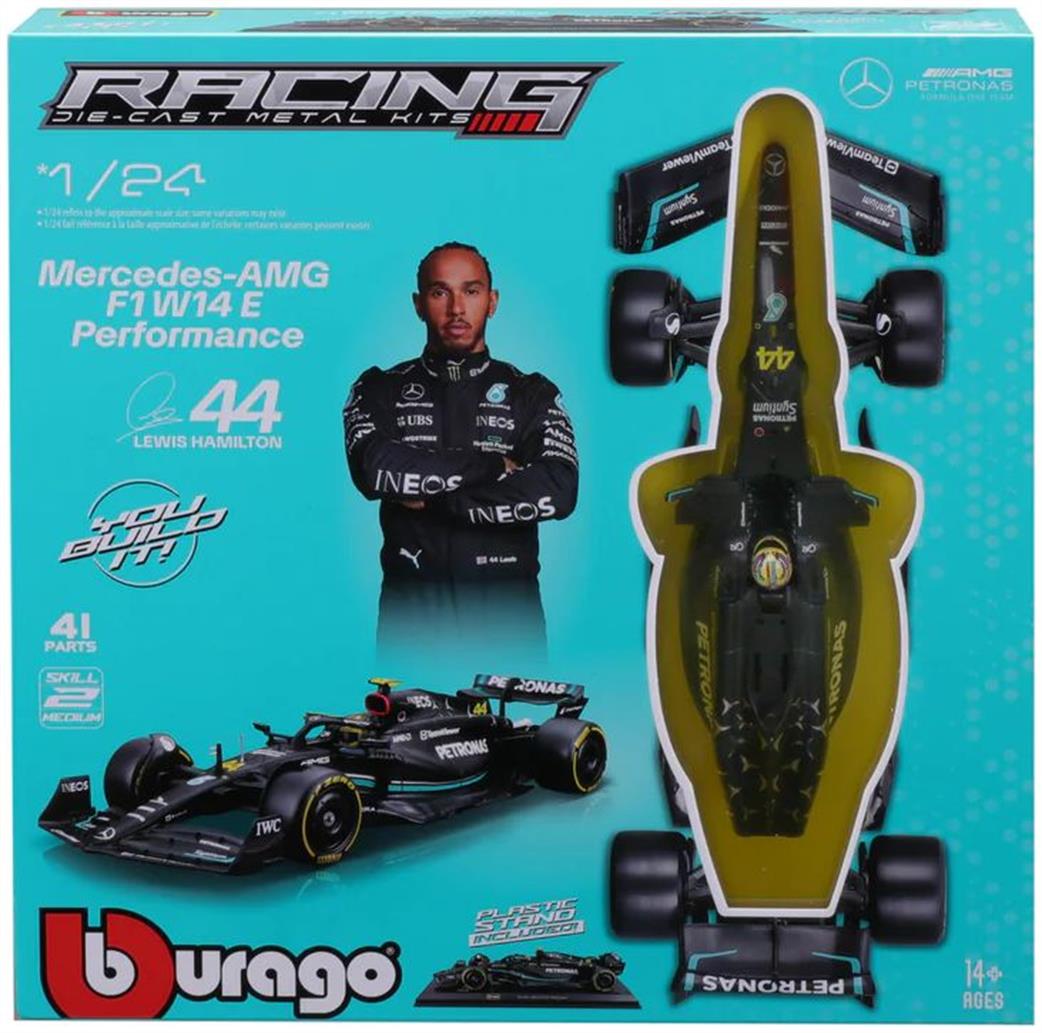 Burago 1/24 B18-28506 F1 Mercedes AMG W14 2023 Model Kit #44 Lewis Hamilton