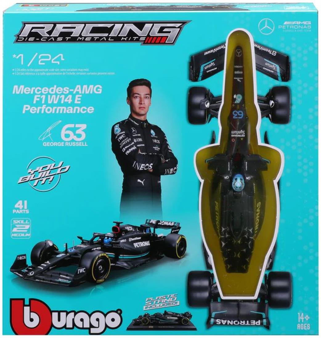Burago 1/24 B18-28503 F1 Mercedes AMG W14 2023 Model Kit #63 George Russell
