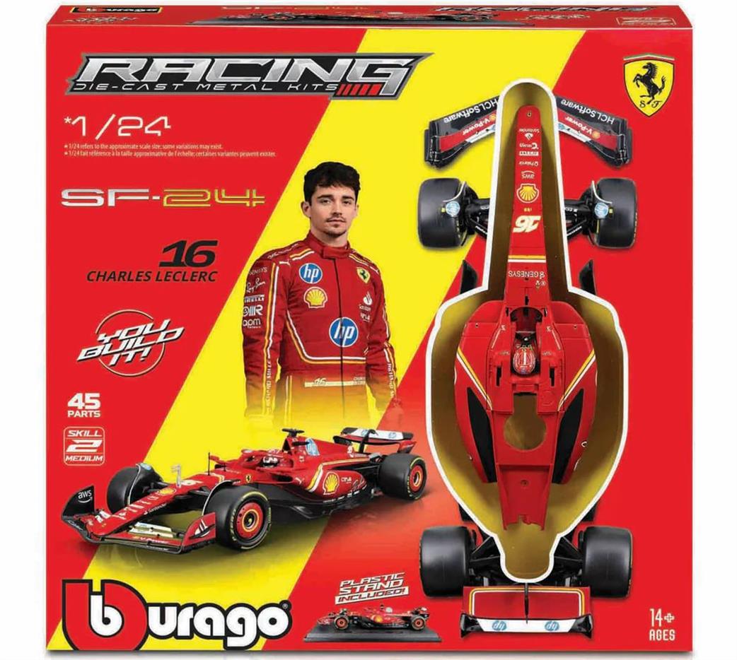 Burago 1/24 B18-26856 F1 Ferrari SF-24 2024 Model Kit #16 Charles Leclerc