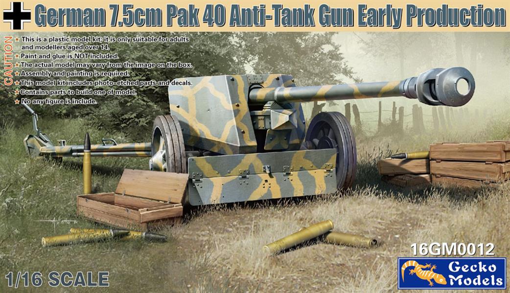 Gecko Models 1/16 16GM0012 German 7.5cm Pak 40 Anti-tank Gun Early Production Kit