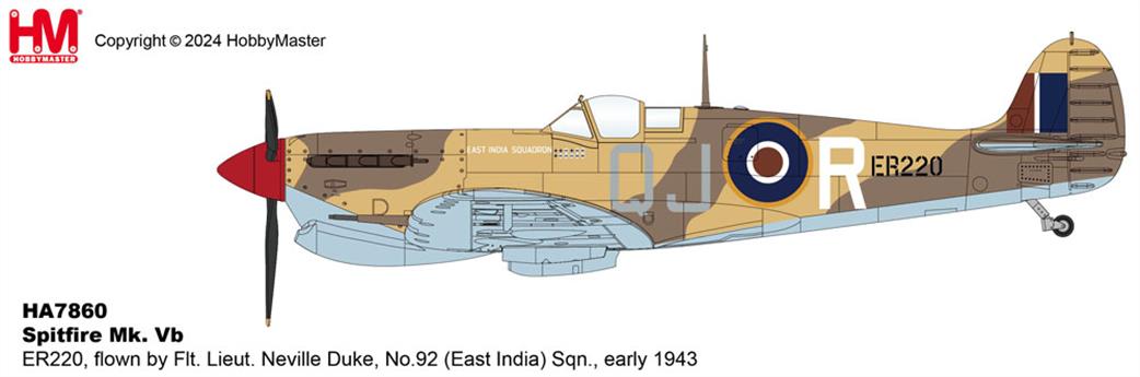 Hobby Master 1/48 HA7860 Spitfire Mk. Vb Trop East India Squadron WW2 Fighter  Aircraft Model