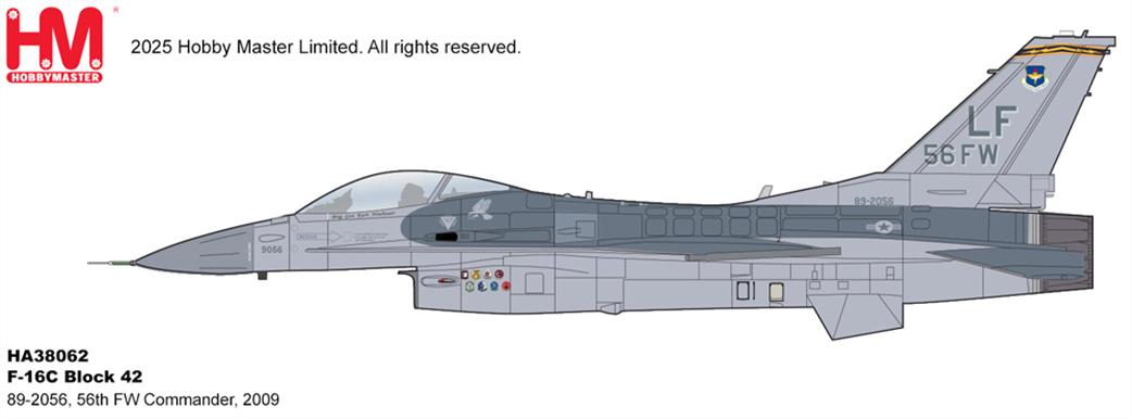Hobby Master 1/72 HA38062 F-16C Block 42 56th FW Commander 2009 Fighter Aircraft Modell