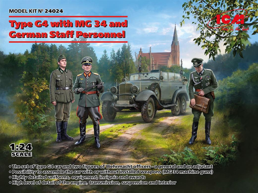 ICM 1/24 24024 Type G4 with MG 34 & German Staff Personnel 3 Figures