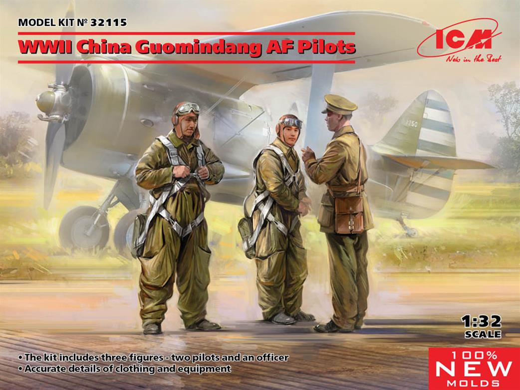 ICM 1/32 32115 WWII China Guomindang AF Pilots 3 Figures