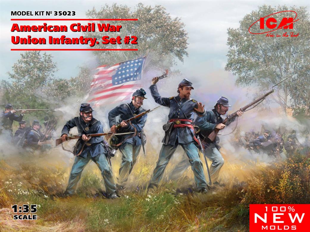 ICM 1/35 35023 American Civil War Union Infantry Set 2 4 Figures
