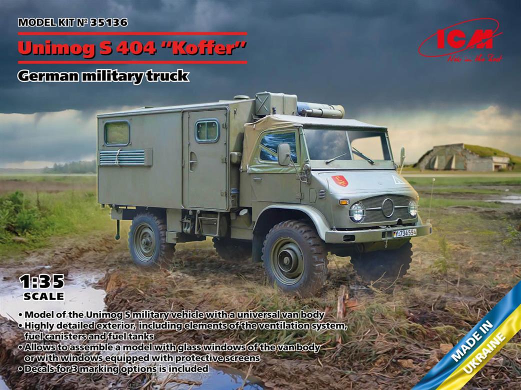 ICM 1/35 35136 Unimog S 404 with Box Body, German Military Truck Kit