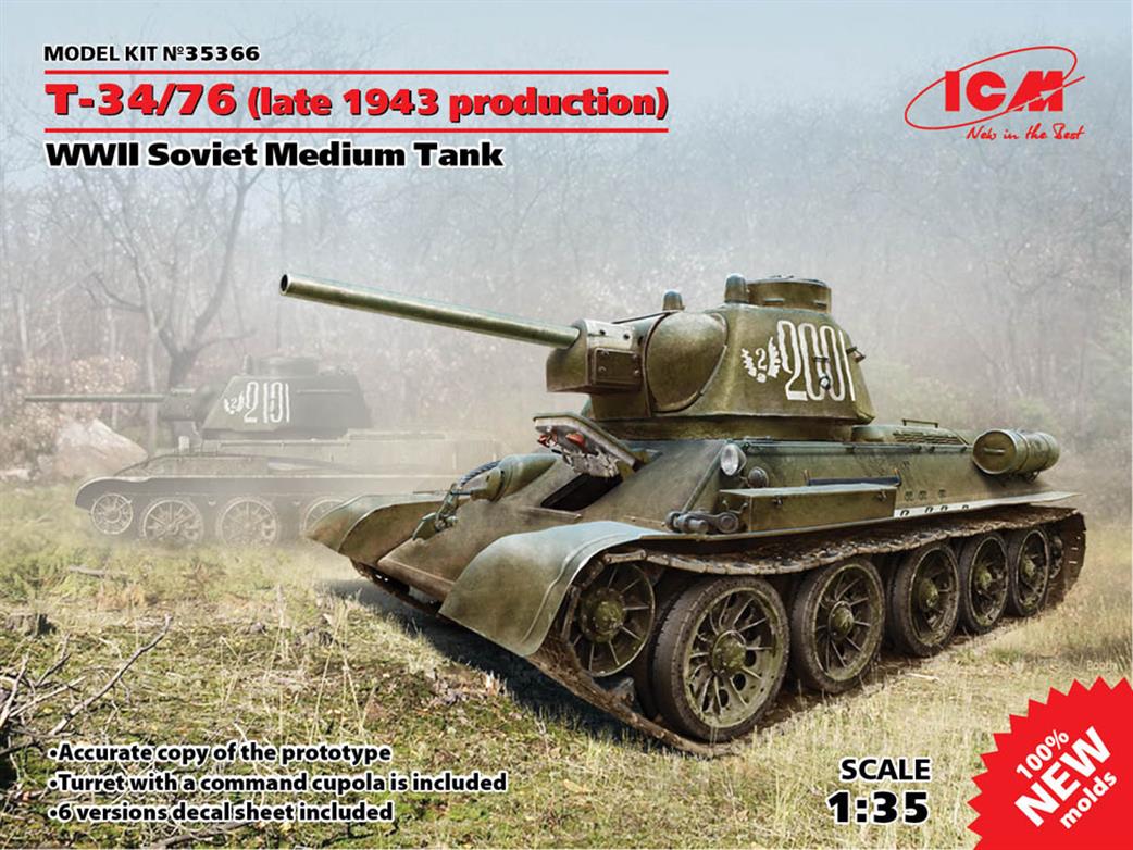 ICM 1/35 35366 T-34/76 (Late 1943 Production), WWII Soviet Medium Tank