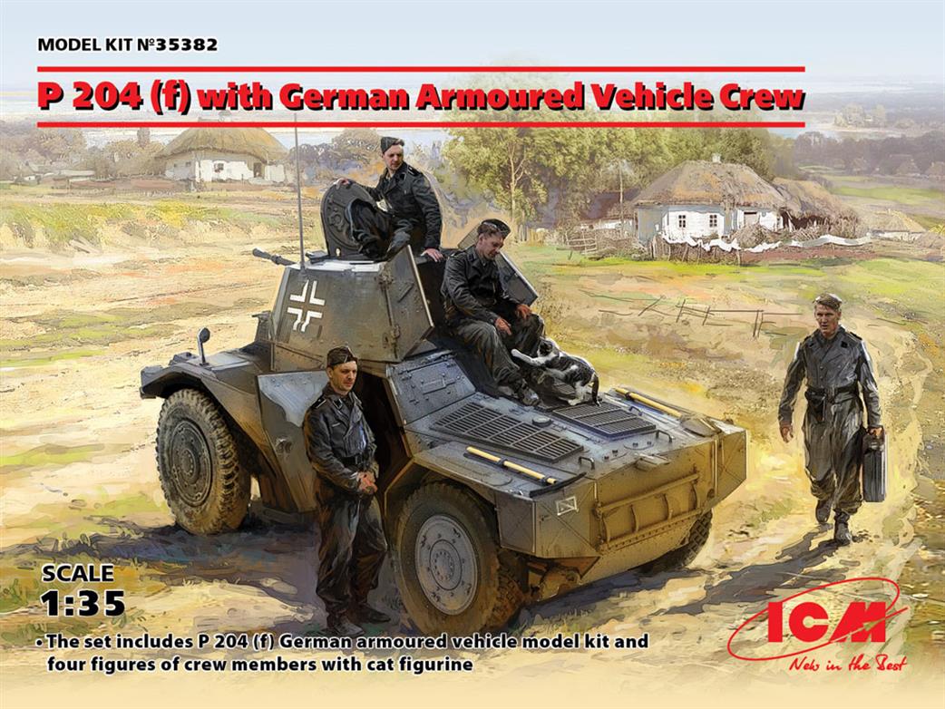 ICM 1/35 35382 P 204 (f) German Armoured Vehicle with 4 Crew Figures & Cat