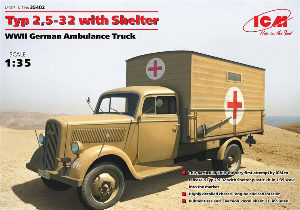 ICM 1/35 35402 Typ 2,5-32 with Shelter, WWII German Ambulance Truck