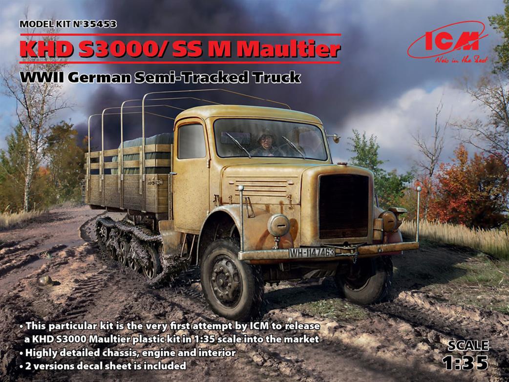 ICM 1/35 35453 KHD S3000/SS M Maultier, WWII German Semi-Tracked Truck