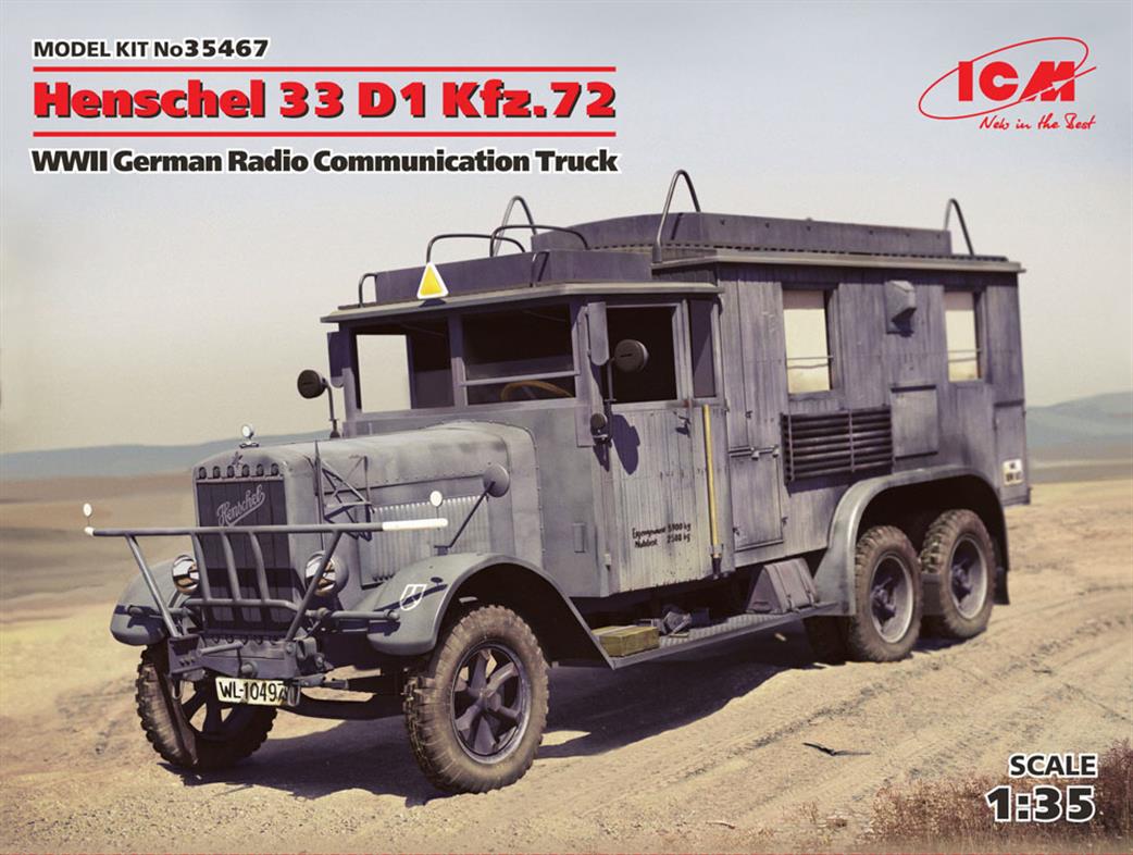 ICM 1/35 35467 Henschel 33 D1 Kfz.72, WWII German Radio Communication Truck