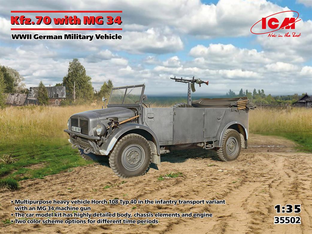 ICM 1/35 35502 Kfz.70 with MG 34, WWII German Military Vehicle